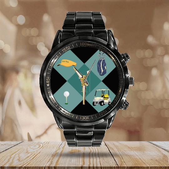 Golf Dad Design for Father’s Day, Iconic Golf Calendar Steel Band Watch