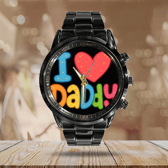 Father's Day gift (I love daddy) Calendar Steel Band Watch