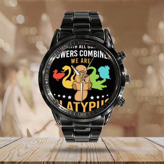 Animal Lover Platypus Calendar Steel Band Watch