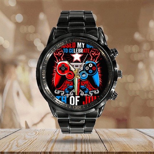 I Paused My Game To Celebrate 4th of july kids boy Calendar Steel Band Watch
