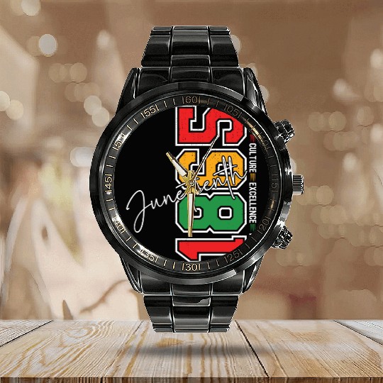 1865 Juneteenth Calendar Steel Band Watch