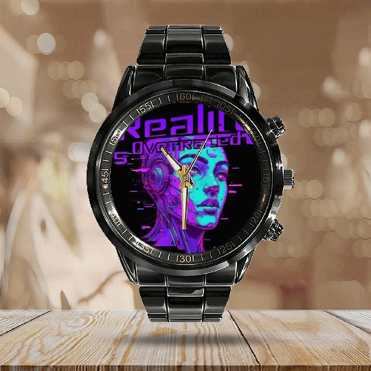 Reality is Overrated – Vaporwave Cyberpunk Calendar Steel Band Watch