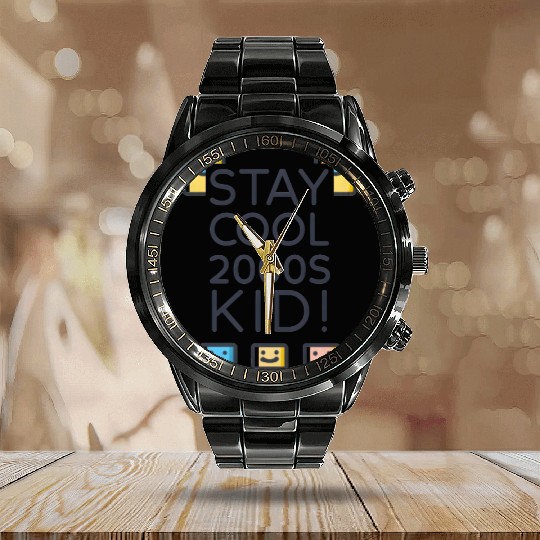 Stay Cool 2000s Kid – Y2K Retro Calendar Steel Band Watch