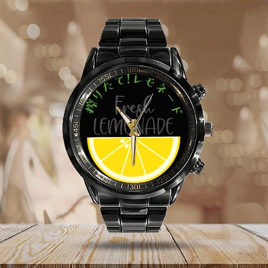 Fresh Lemonade Lemon Slice Calendar Steel Band Watch