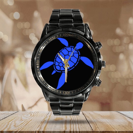 Turtle Tortoise Shell Pattern Symbol Fun Logo Cool Calendar Steel Band Watch