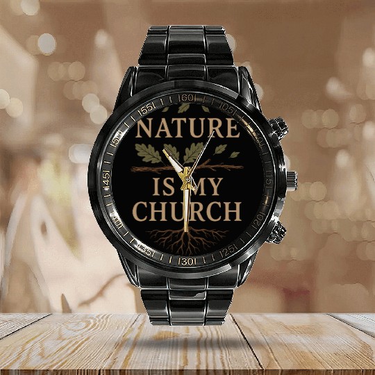 Pagan Pride Wiccan Lifestyle Earth Magic Witch Calendar Steel Band Watch