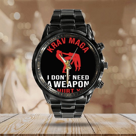 Israel Martial Arts Krav Maga Calendar Steel Band Watch