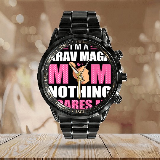 Krav Maga Mom Israel Martial Arts Calendar Steel Band Watch