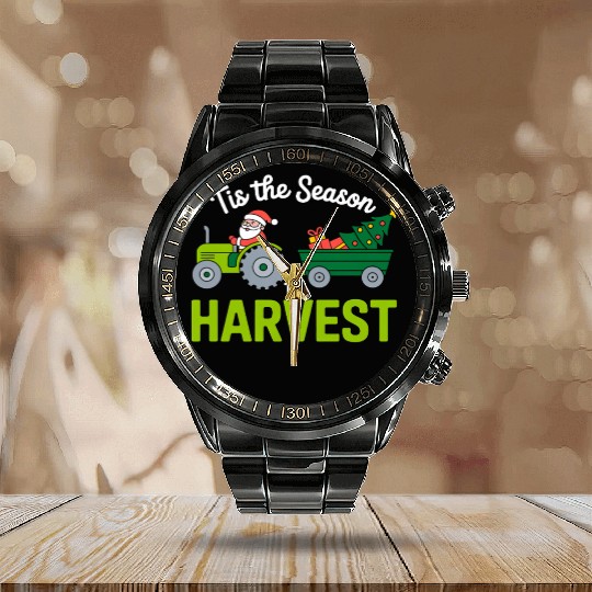 Tis The Season To Harvest Farm Tractor Christmas Calendar Steel Band Watch