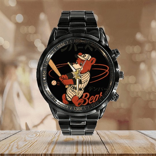 Vinage Japanese Denver Bears Baseball Minor Team Calendar Steel Band Watch