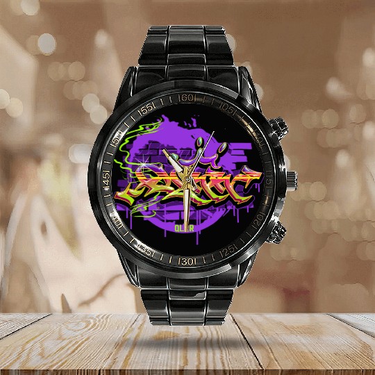 Graffiti Vibes – Neon Urban Art Calendar Steel Band Watch