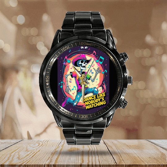 Dance Like Nobody’s Watching – Wild Skeleton Groov Calendar Steel Band Watch