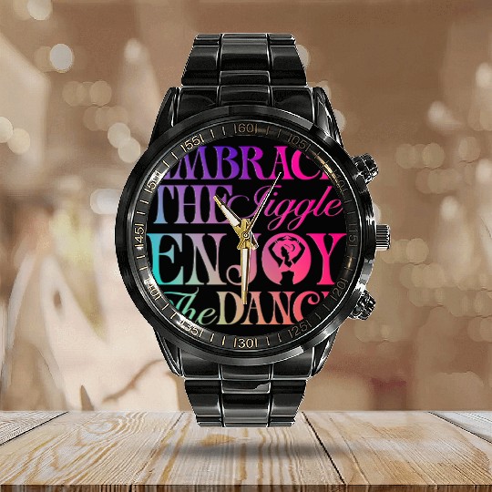 Belly Dancing Persian Dancer Embrace The Jiggle Calendar Steel Band Watch
