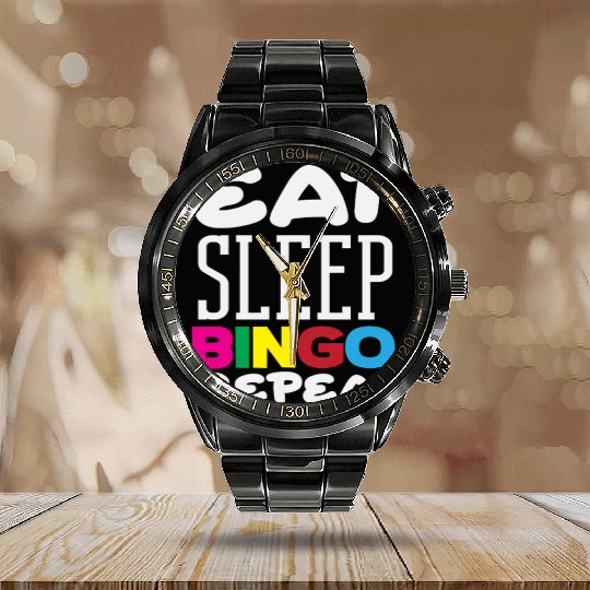 Bingo Player Eat Sleep Bingo Repeat Calendar Steel Band Watch