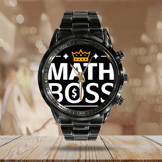 Math Boss | Rule the Numbers with Style Calendar Steel Band Watch