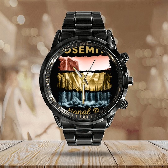 Yosemite National Park Calendar Steel Band Watch