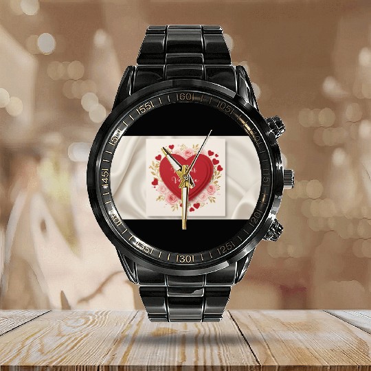 A luxurious Valentine's Day greeting card  Calendar Steel Band Watch