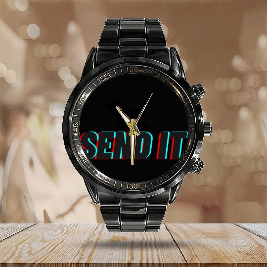 Send It Street Racing Calendar Steel Band Watch