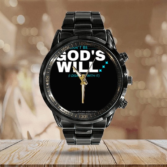 Y2K Sarcastic Religious Meme Quote Calendar Steel Band Watch