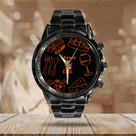 Cheese and Chill – Minimalist Food Lover Calendar Steel Band Watch