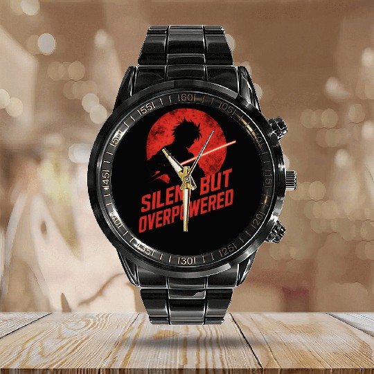 Silhouette Jedi with Red Moon Calendar Steel Band Watch