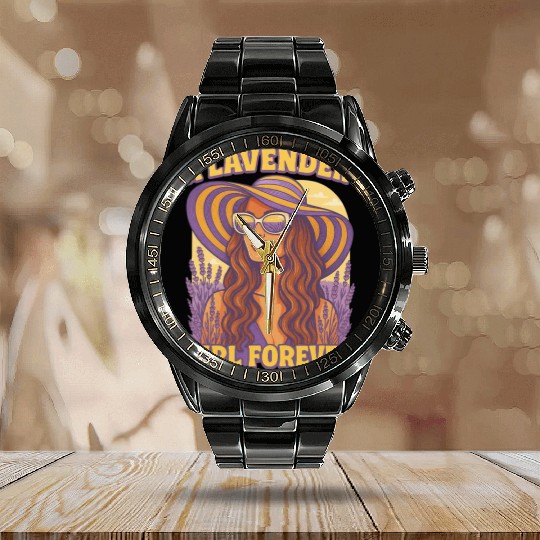 lavender girl Calendar Steel Band Watch
