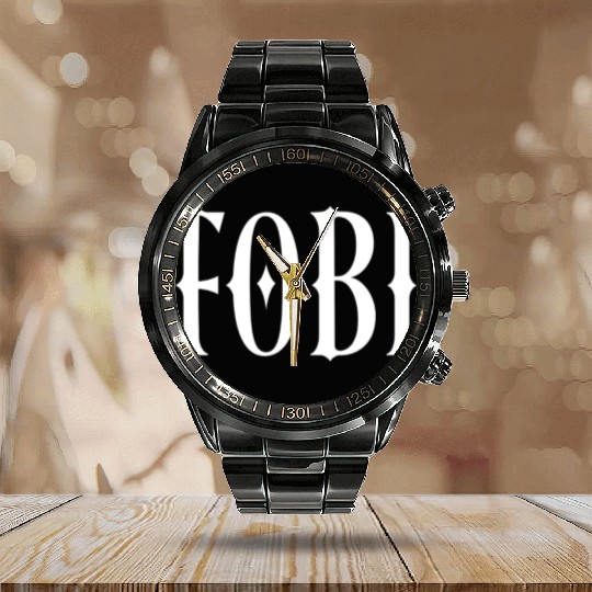FOBI Fear of Being Included Dark Humor Gothic Calendar Steel Band Watch