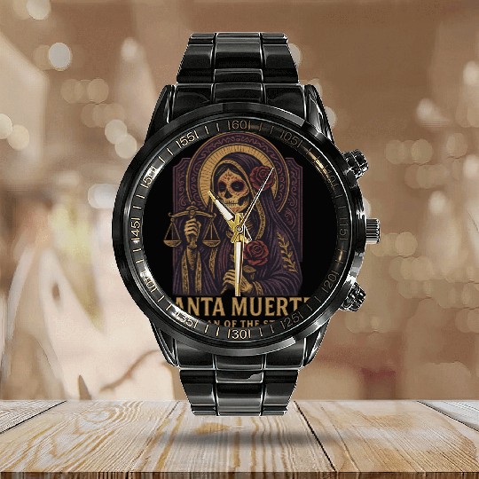 Santa Muerte – Mexican Folk Art Streetwear Calendar Steel Band Watch