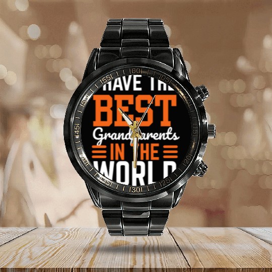 National Grandparents Day, Best Grandparents Calendar Steel Band Watch