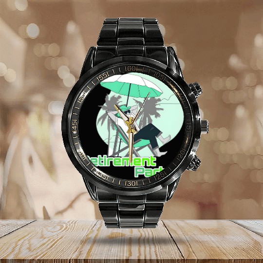 Relaxing Retirement Party Illustration Calendar Steel Band Watch