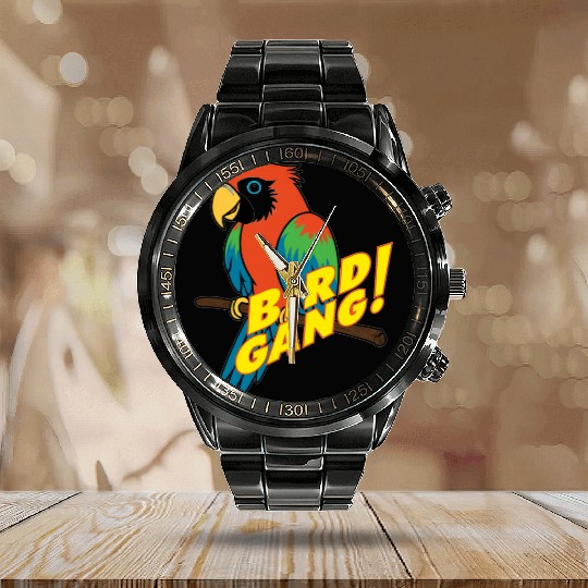 Bird Gang Parrot Cartoon Sticker | Tropical Funny  Calendar Steel Band Watch