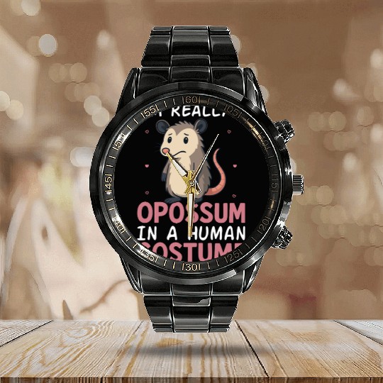 Humorous Opossum Costume Gift Calendar Steel Band Watch