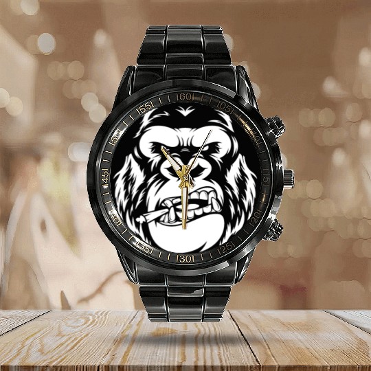 Bold Gorilla Reflection Design Calendar Steel Band Watch