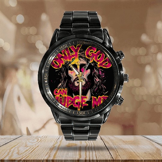 Religious Jesus Graffiti Style Design Calendar Steel Band Watch