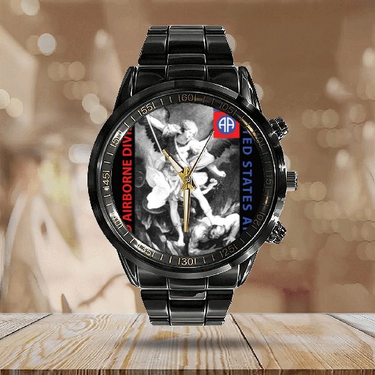 82nd Airborne - Saint Michael Calendar Steel Band Watch