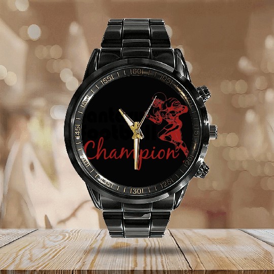 Fantasy Football Champ Calendar Steel Band Watch