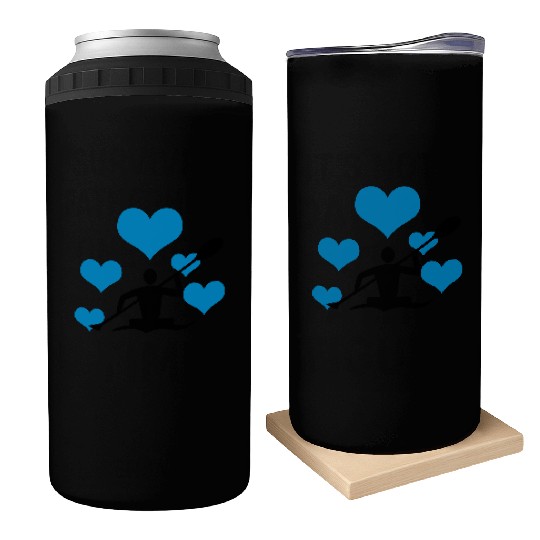 Canoe with 5 hearts Can Coolers