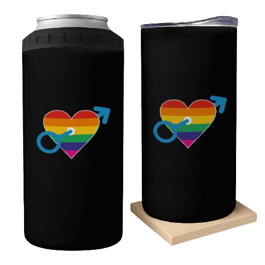 Rainbow heart male Can Coolers
