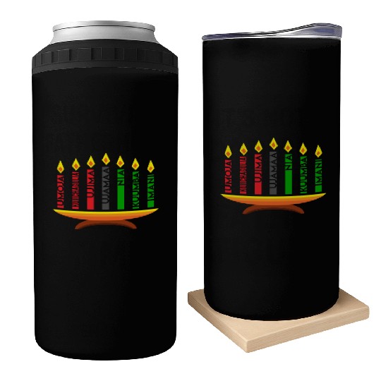 Kwanzaa Holiday Candles Can Coolers