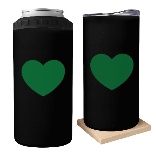 Dark Green Heart Can Coolers
