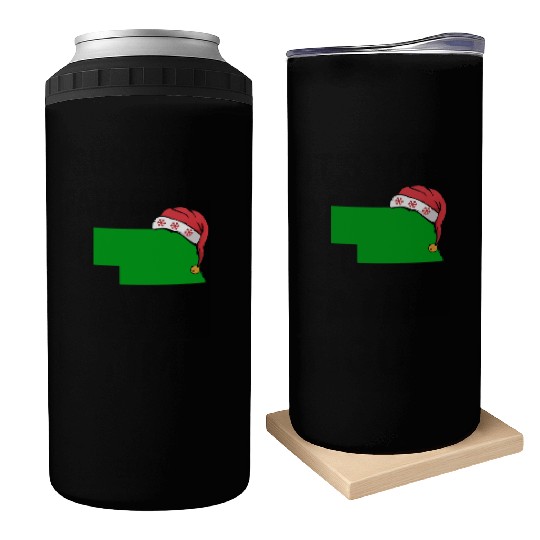Nebraska Christmas Cute Christmas Gift Green US State Can Coolers