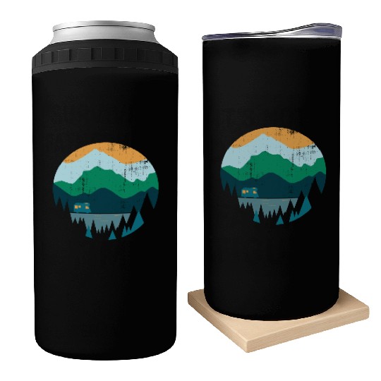 Wanderlust Campeing Mountains Nature Souvenir Gift Can Coolers