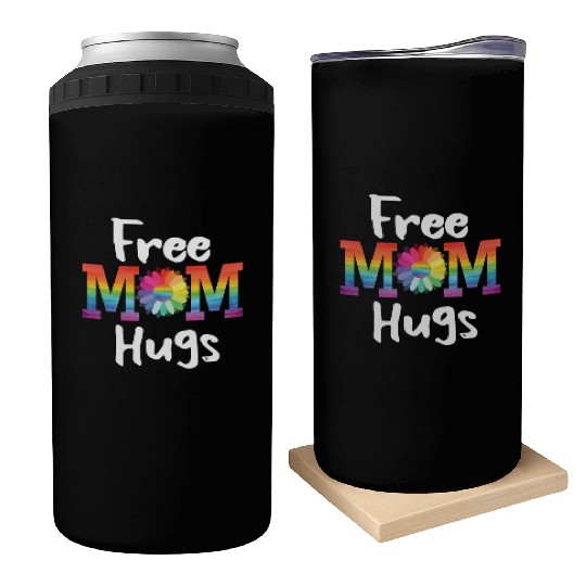 Free Mom Hugs Daisy Flower LGBT Pride Parades Gift Can Coolers