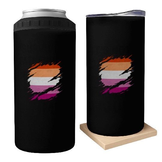 Lesbian Pride Flag Ripped Reveal Can Coolers
