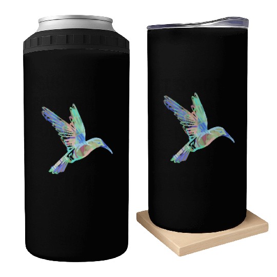 hummingbird, bird, aquarell, green, pastel, flying Can Coolers