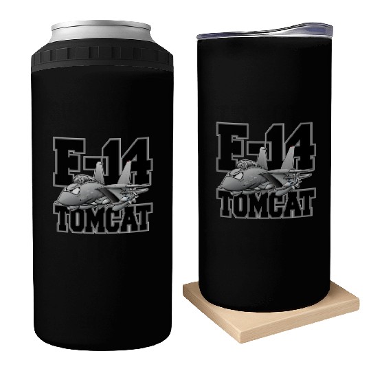 F-14 Tomcat Military Fighter Jet Aircraft Cartoon Can Coolers