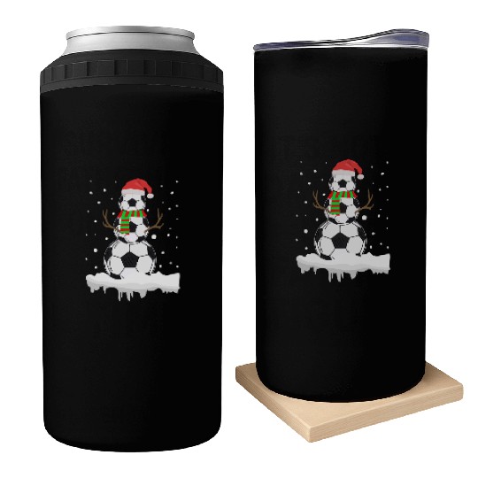 Christmas Funny Soccer Ball Snowman Xmas Sport Can Coolers