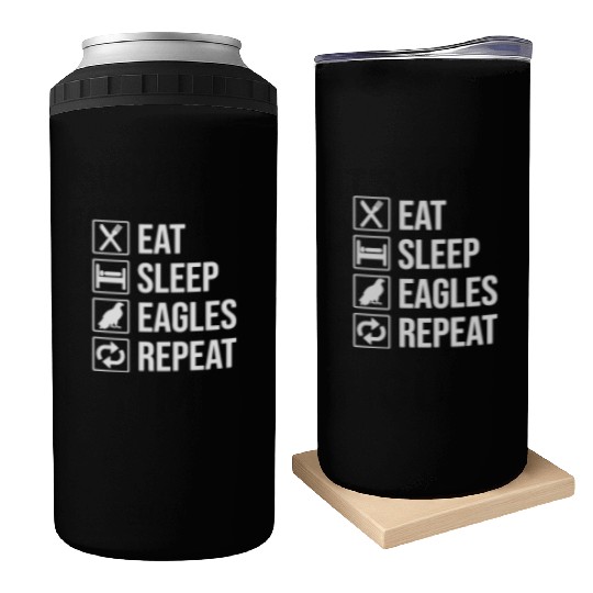 Eat Sleep Eagles Repeat Funny Bald Eagle Can Coolers