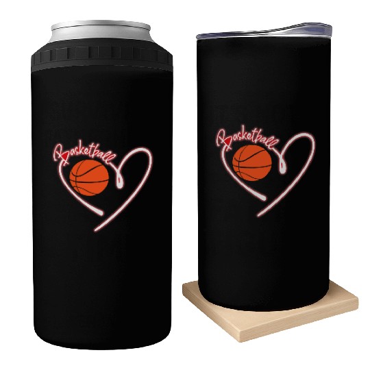 I Love Basketball Girl Basketball Player Heart Can Coolers