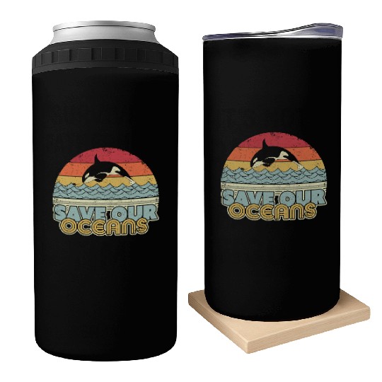 Save Our Oceans Orca Whale Retro Climate Change Can Coolers